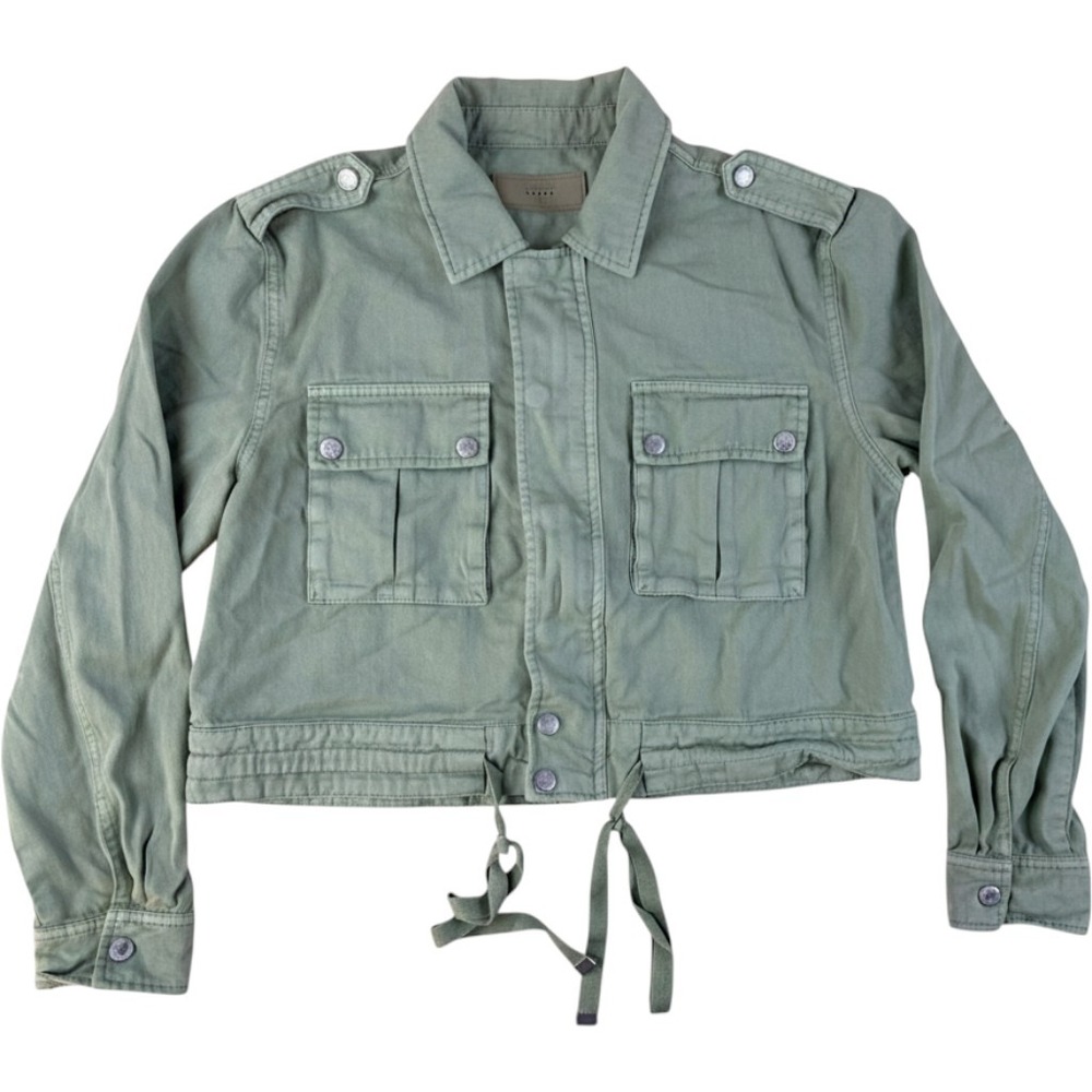 BLANKNYC Small Utility Jacket Sage Green Cotton Cropped Drawstring Hem